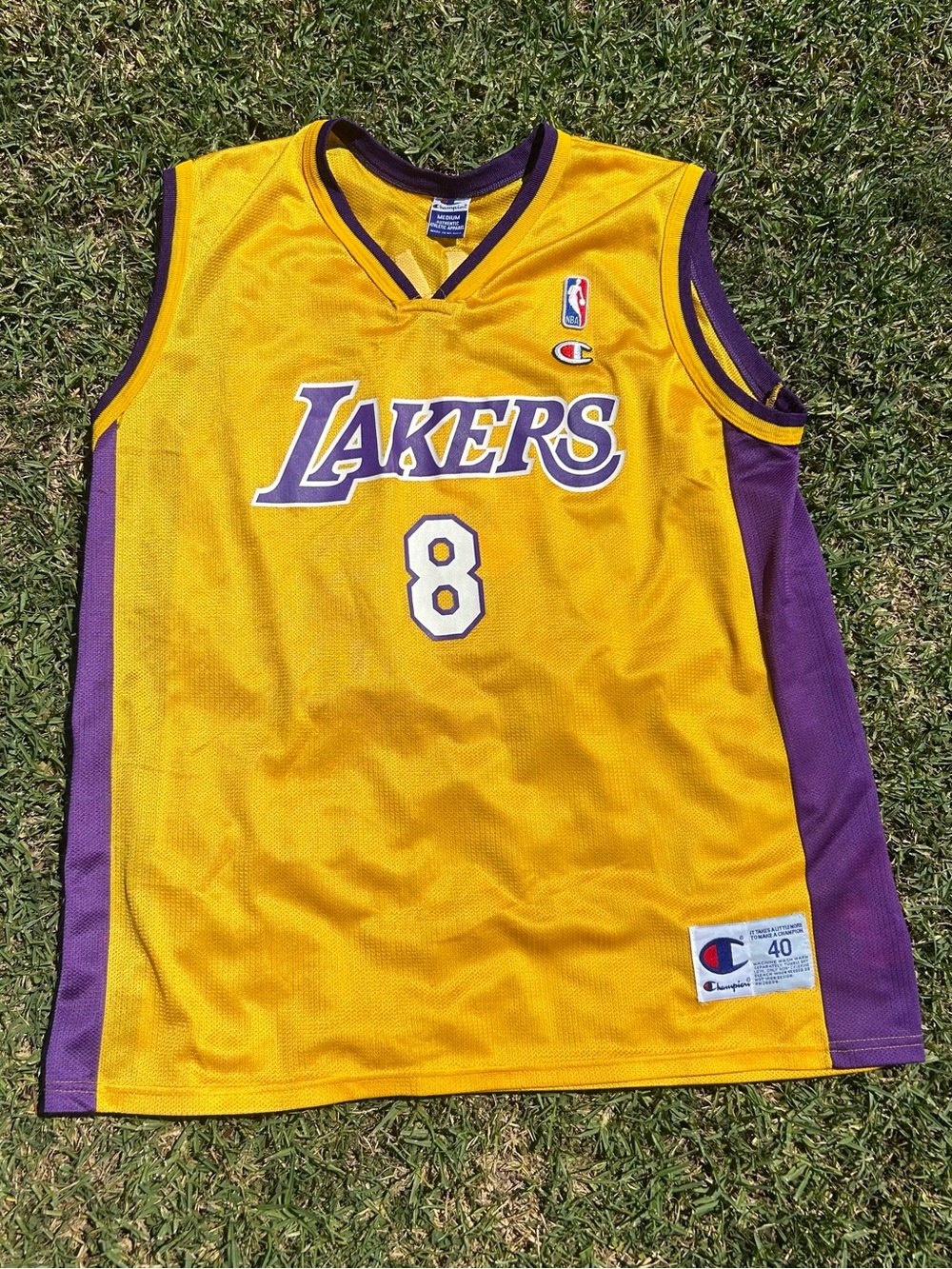 Champion Lakers Kobe Bryant #8 Gold/Purple NBA Basketball Jersey Men’s 40